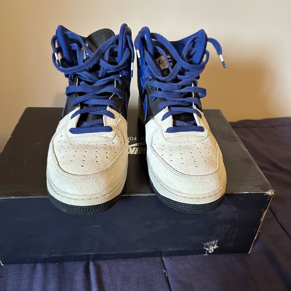 Nike Blue and White High-Top Sneakers